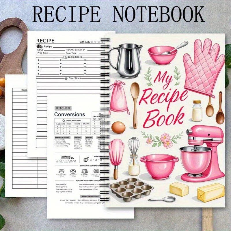 1 Recipe Notebook A kitchen planner with cute cooking patterns and pastel-colored food journal for home cooks and meal