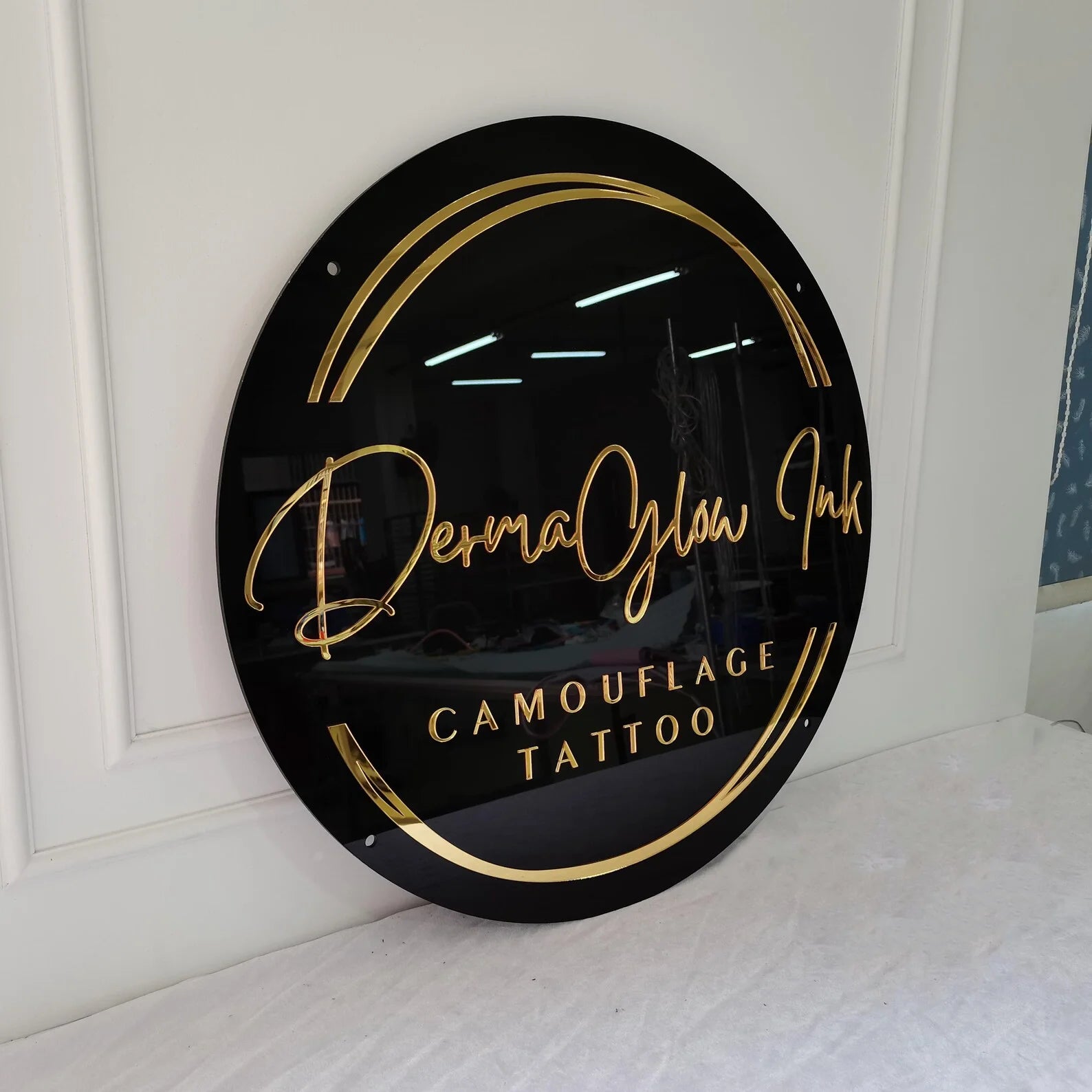 Free Logo Design Custom Round Business Logo Acrylic Sign Laser Cut 3D Wall Sign Business Signage for Office Beauty