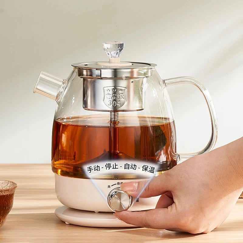1000ml Black Tea Tea Maker Glass Electric Kettle Pu’er Steamed Tea Automatic Keep Warm Tea Kettle 4 Gear Temperature