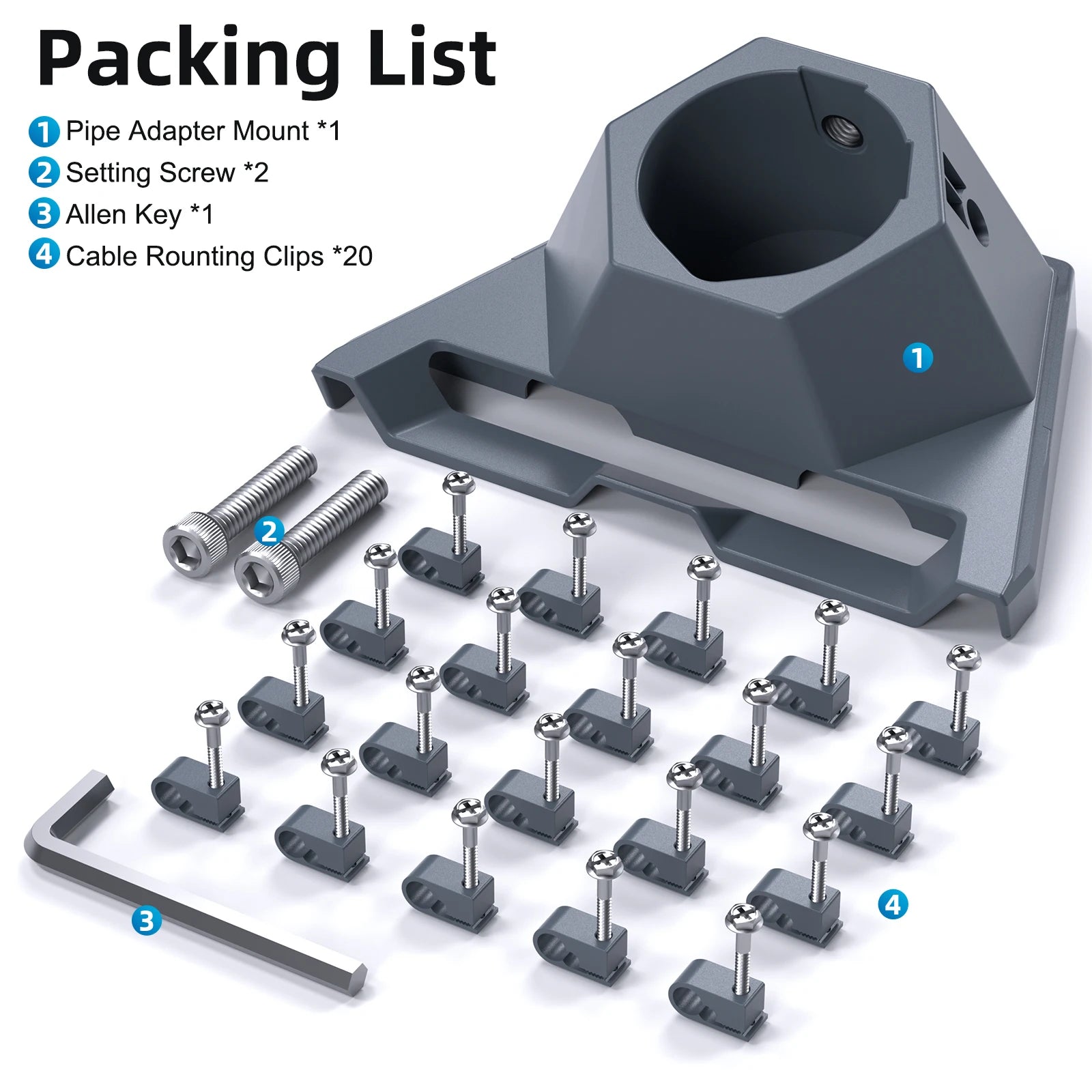 For Starlink Gen 3 Mount Pipe Adapter with 20pcs Clips for Starlink Gen3/V4 Mounting Plate Roof Mount Kit Pole Mount