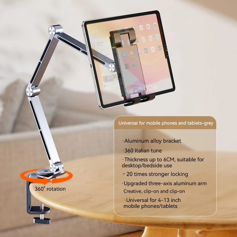 Aluminum Alloy Tablet Holder Stand Phone Clip Holder Rotatable Cantilever Home Live Desktop Holder Folding Bracket