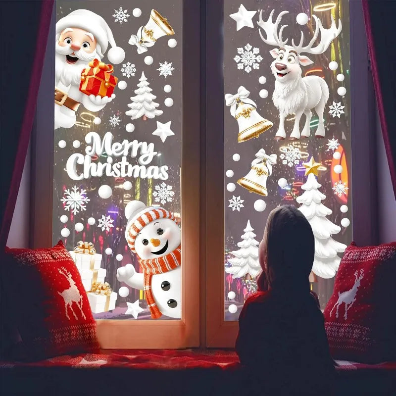 PVC Self Adhesive Christmas Window Sticker White Snowflake Holiday Decoration for Home Office Shop Festive Decor
