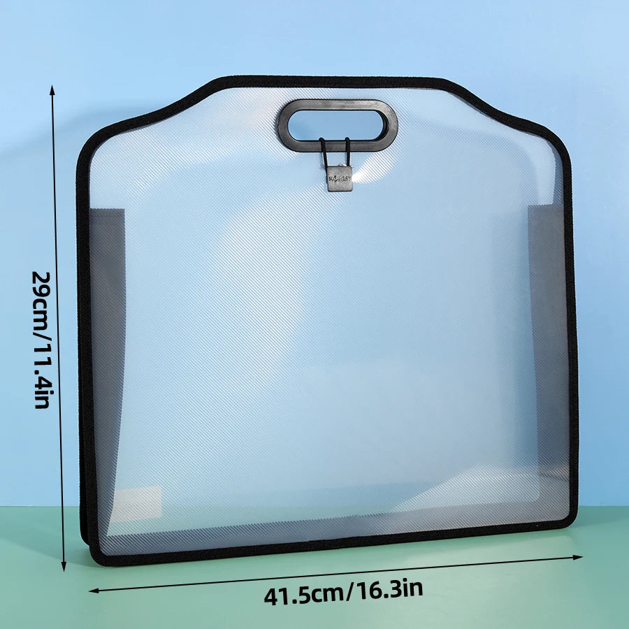 A3 Thickened 3D Transparent File Bag Portfolio Storage Bag Handheld Book Bag Office Document Bag Double-Layer Folder