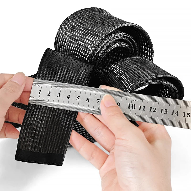 1M carbon fiber cable sleeve high temperature sleeve 4-40MM high strength wear-resistant telescopic braided mesh tube