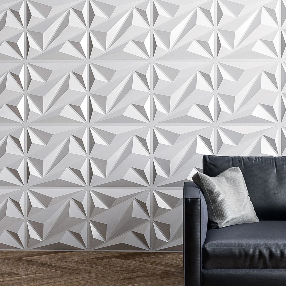 50/100Pcs 3D Wall Panels in Diamond Design Black/White Mural Tile Panel Mold 3D Wall Paper for Living Room Lobby