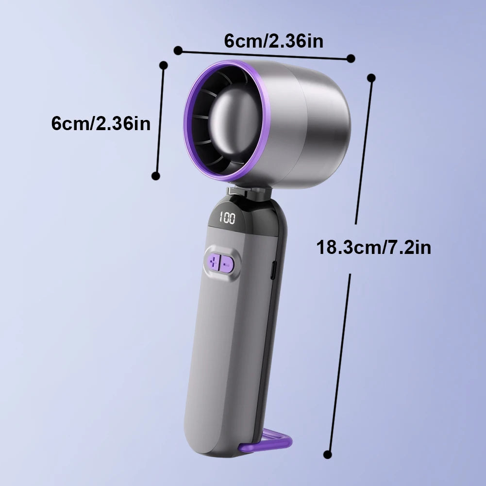 Handheld Turbo Fan LED Digital Display Adjustable Cooling Fan USB Rechargeable Portable Electric Fan for Home Office