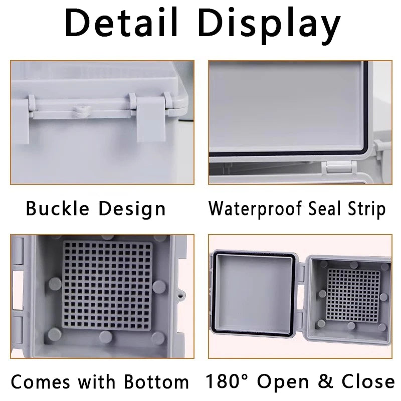 IP66 Waterproof Plastic Box ABS Wire Junction Box Gray/Transparent Cover Enclosure Outdoor Electronic Engineering