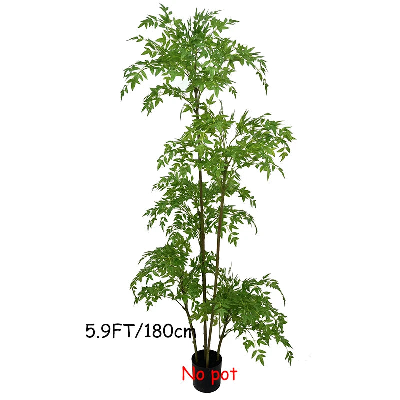 6ft Tall Artificial Nandina Tree Faux Bamboo Plant Real Touch Nandina Leafs Artificial Tree for Home Office Indoor