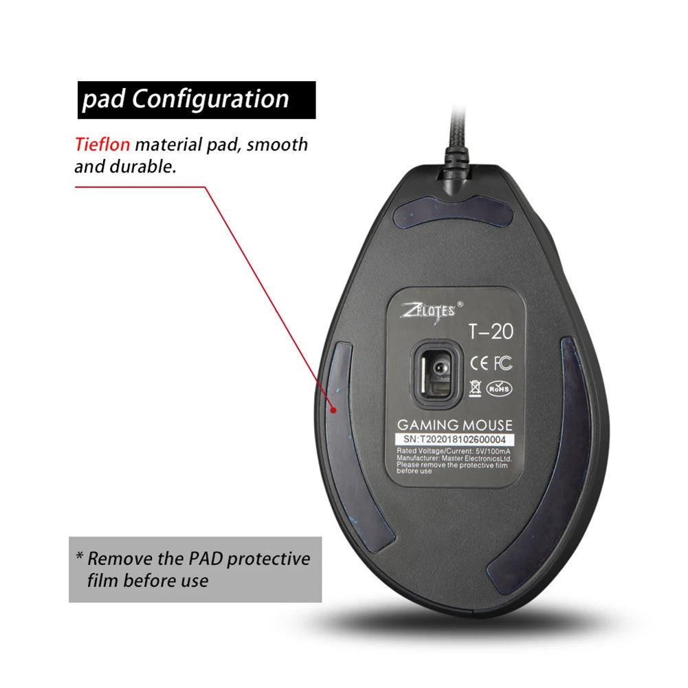 ZELOTES T20 Ergonomic Mice Silent Wired Vertical Rechargeable Ergonomic 3200 DPI USB Optical Laptop Computer PC Gamer