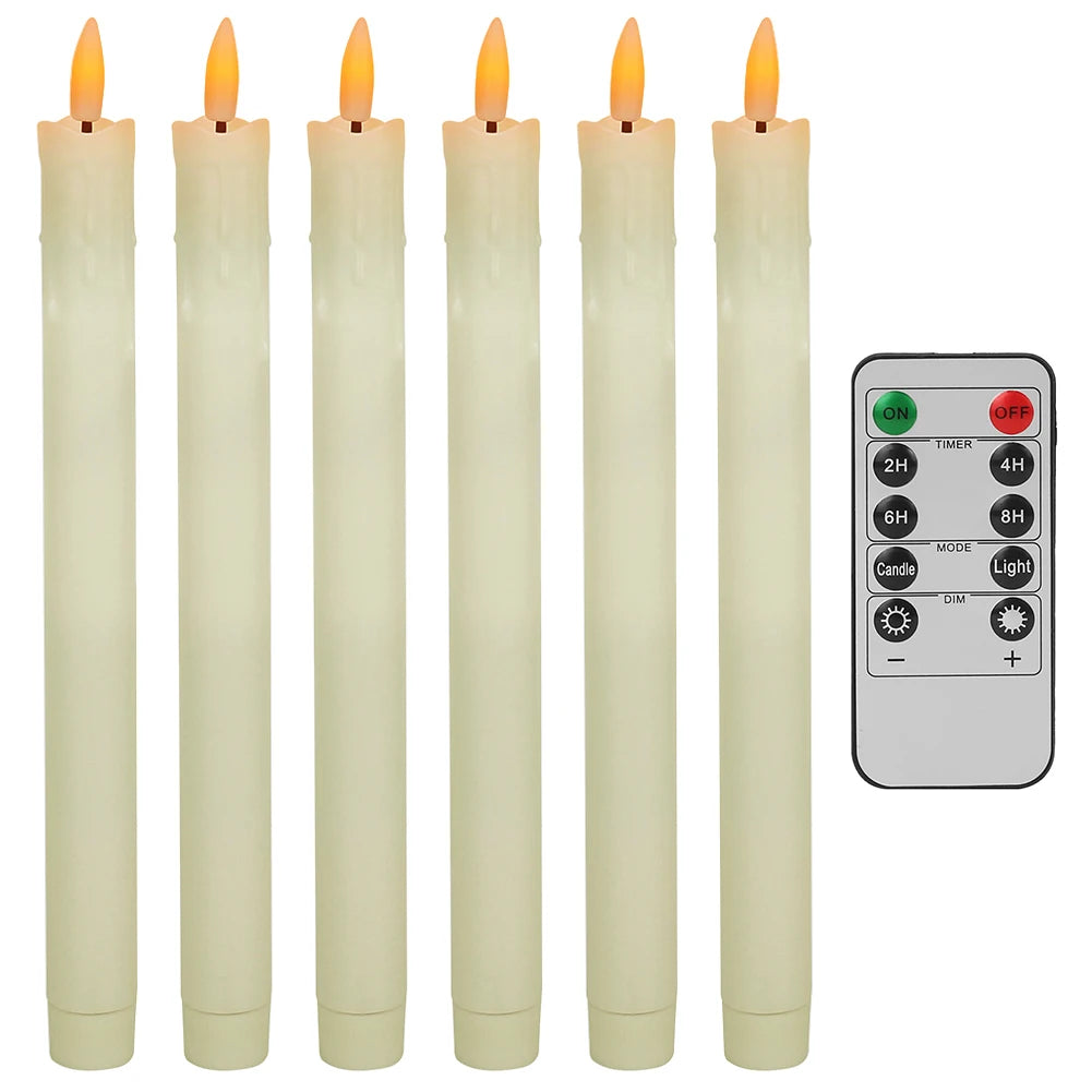 LED Flameless Taper Candles Lights Timer Remote 3D Wick Christmas Simulation Candles Window Candles Long Electric