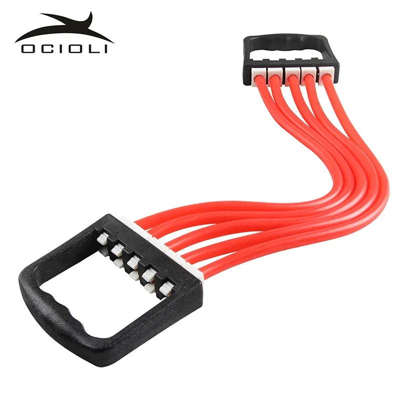 TPR Portable 5 Tubes Chest Expander Puller Exercise Fitness Resistance Bands Elastic Cable Rope Yoga Indoor Sports