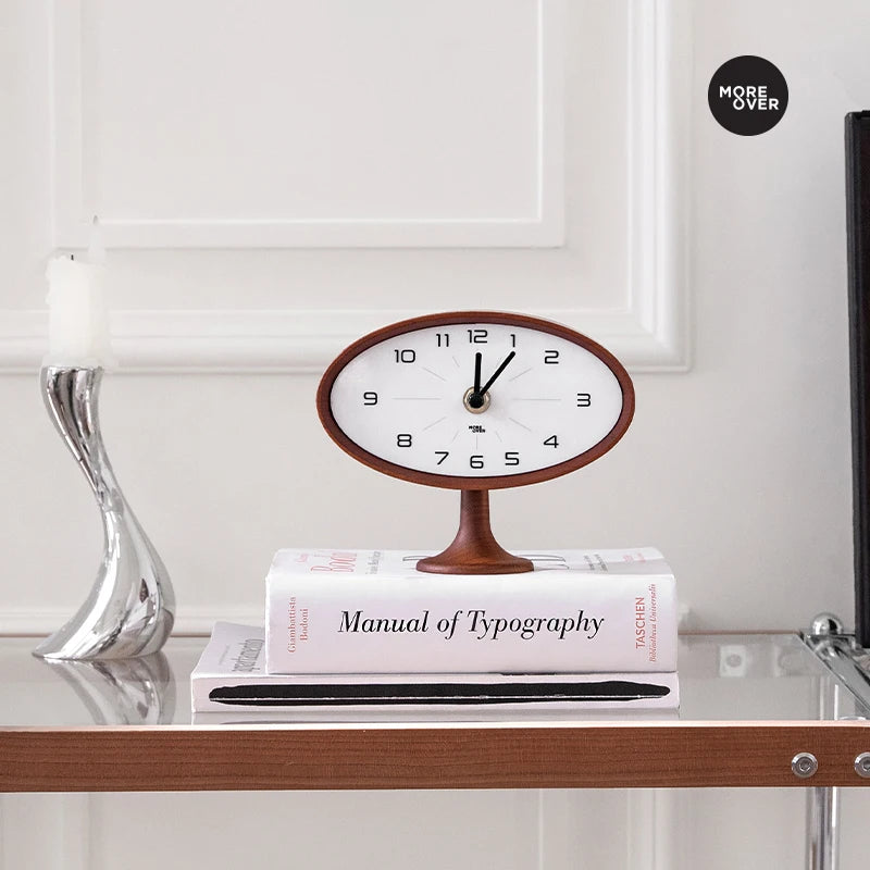 Retro desktop clock living room bedroom solid wood decoration light luxury silent home decor