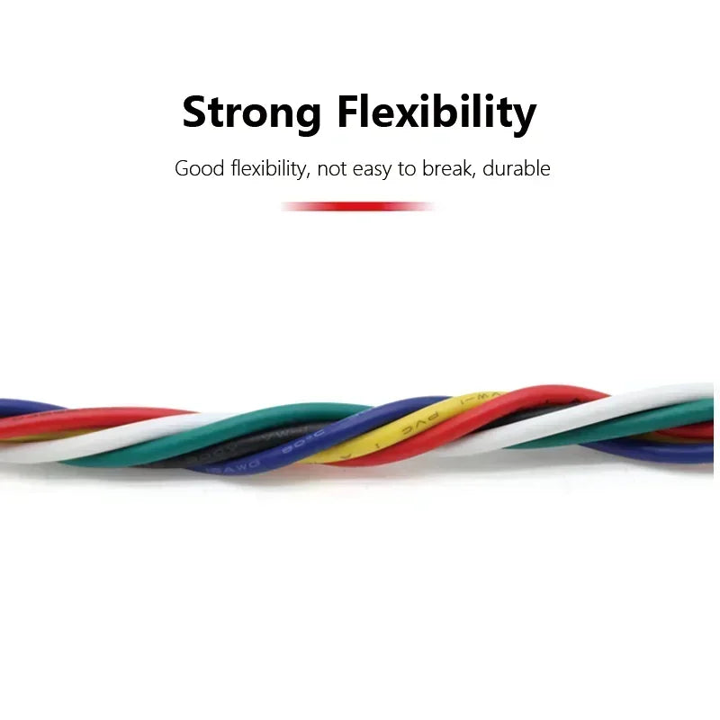 （5 Colors Mix Kit）UL1007 Wire PVC Insulation Tinned Copper Cable Stranded Electrical Line 30/28/26/24/22/20/18/16 AWG