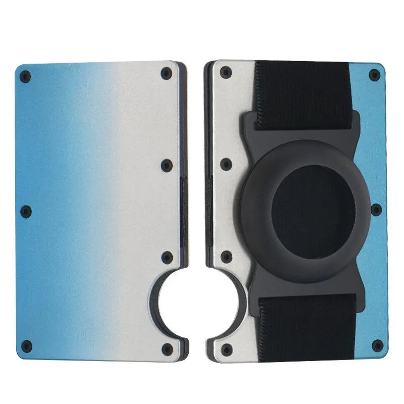 Men Metal Wallet AirTag Holder Aluminum Credit Card Holder Wallet RFID Blocking Slim Wallet for Minimalist Carteira