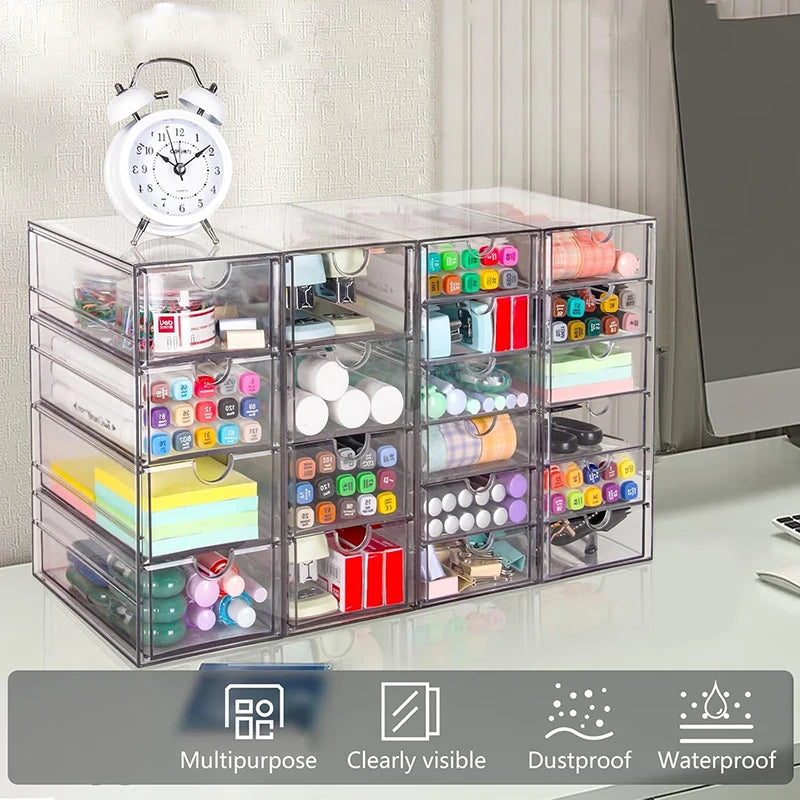 Transparent marker pen storage box desktop stationery pen holder storage box for watercolor painting pens.