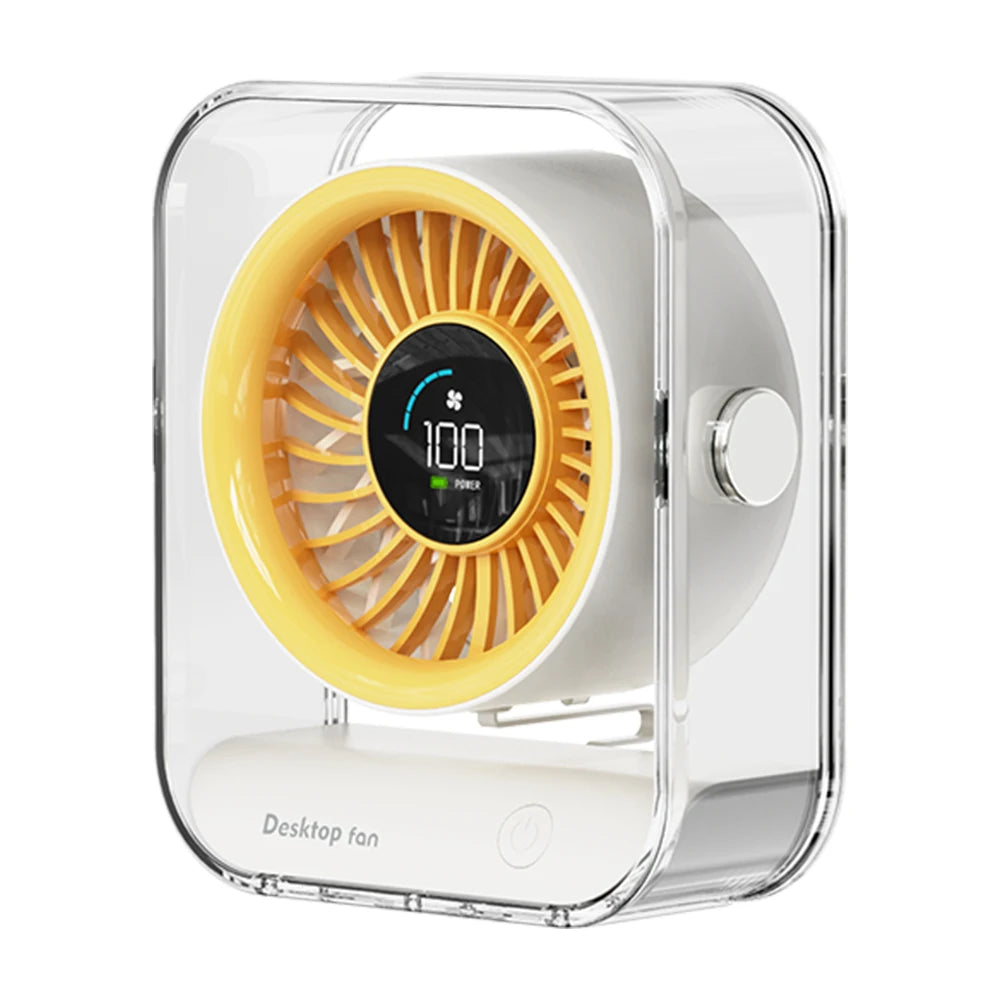 Desk Fan USB/Rechargeable Portable Table Desktop Air Circulator Fan LED Display Small Table Fan Ultra-Quiet Fans