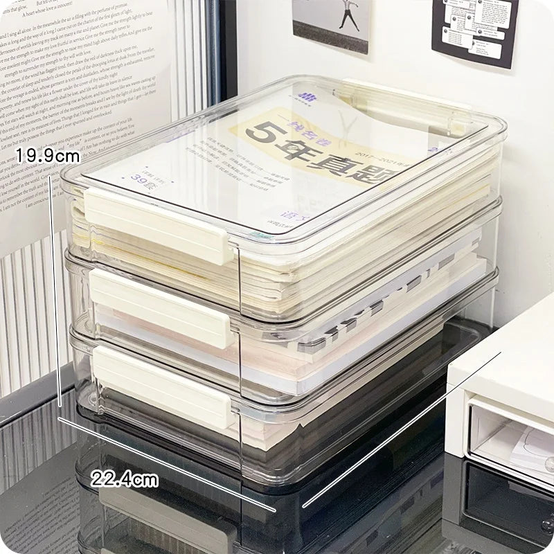 Simple Ins Sle Student Test Paper Storage Box Desktop Organizer Cute Cartoon Plastic File Cabinet Writing Desk Accory