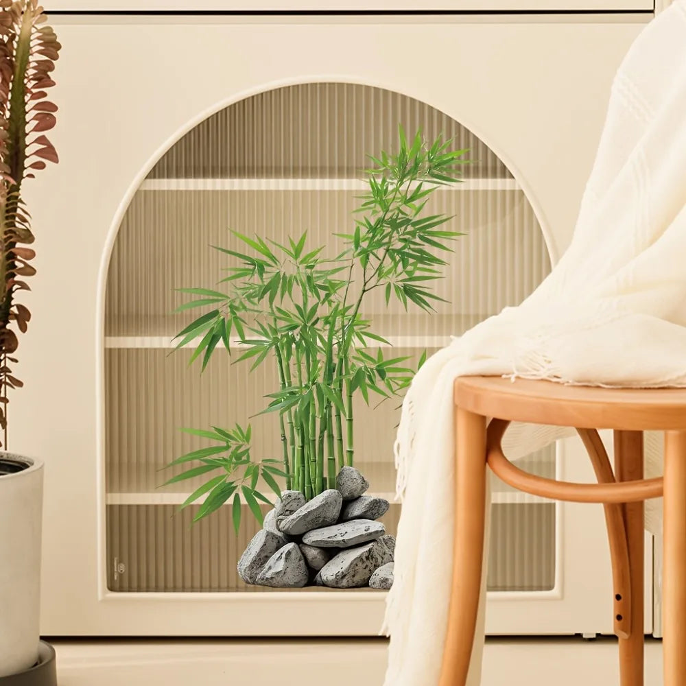 Watercolor Green Bamboo Leaf Plant Wall Stickers Decals Bedroom Bathroom Office Kitchen Playroom Home Decoration