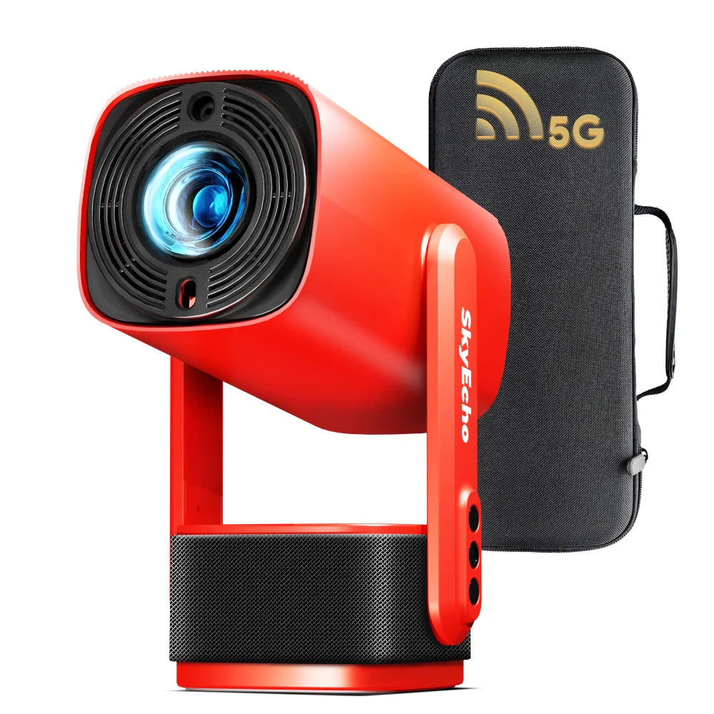 SkyEcho Mini Projector 1080P Home Theater 4K Video Projector Android OS 150’’ Projection Size WiFi Bluetooth 5.2 Smart