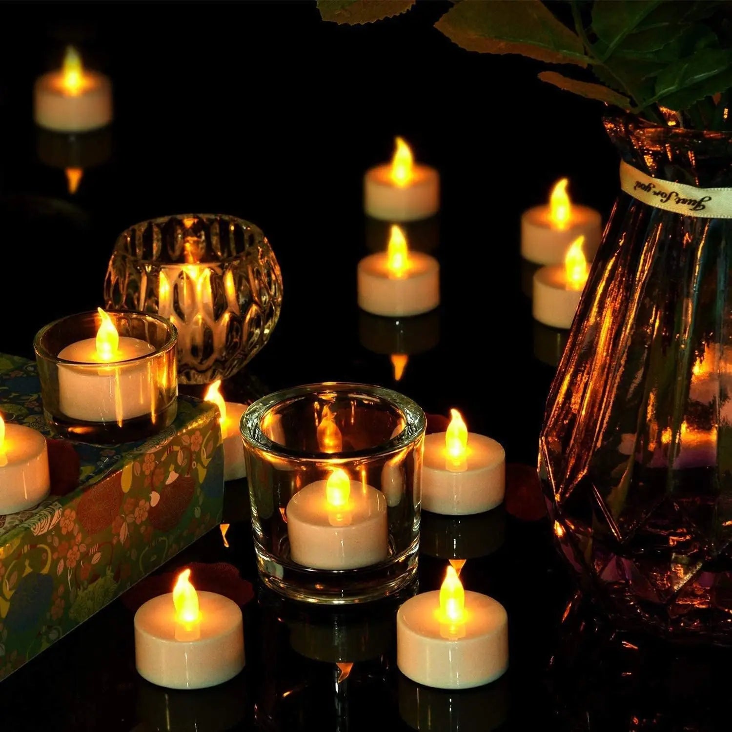 24Pcs/Set Flameless LED Candle Creative wishing Led Tea Light Warm White Flameless Candle Halloween Christmas Decor