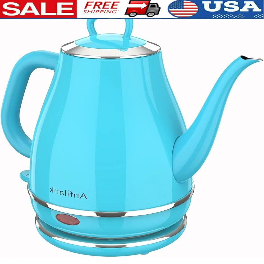 Electric Gooseneck Kettle 1500W Fast Boil 1L Stainless Steel BPA Free Pour Over Coffee Tea Kettle Automatic Shut