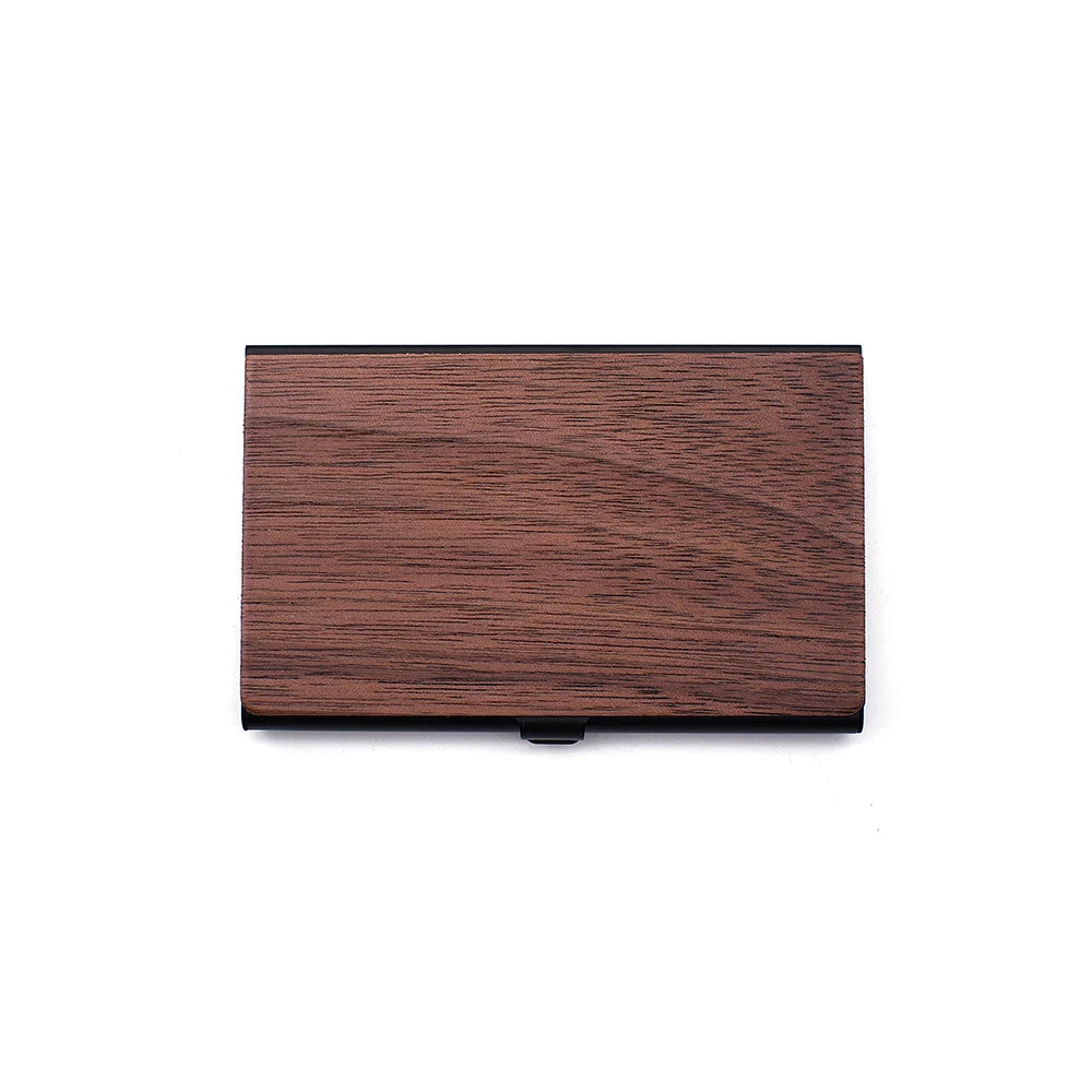 Custom Logo Wooden Business Card Holder - Personalized Wood & Metal Case for Professionals - Premium Quality - WALNUT