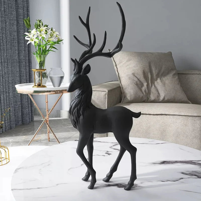 35cm High End Deer Statue Reindeer Figurines Resin ELK Sculpture For Living Room Luxury Home Decoration Nordic Tabletop