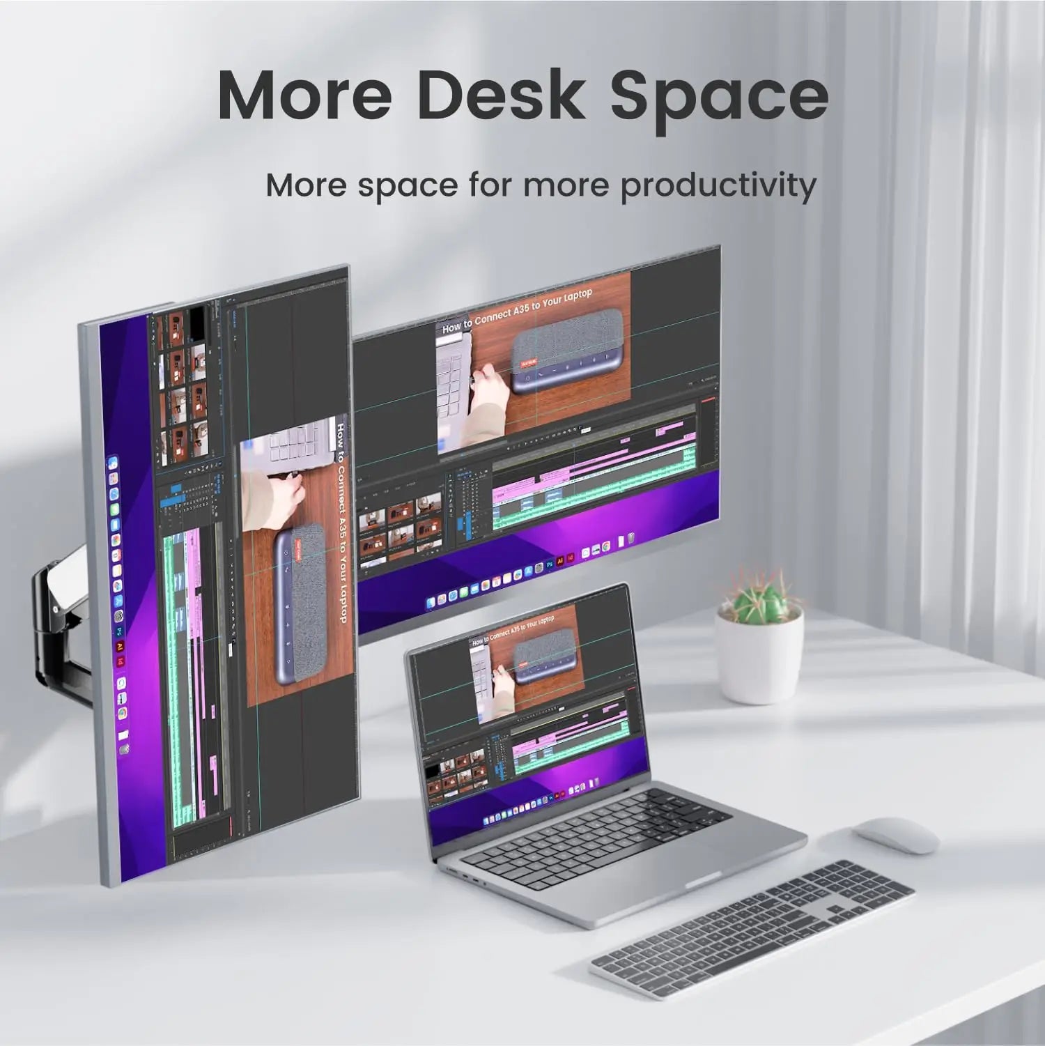 Nearhub MS-002 Monitor Arm Dual Arm With C-Clamp & Grommet Mount,Flexible Adjustment Effortless Installation Monitor Arm