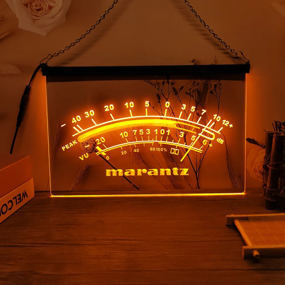 Marantz Peak VU dB LED Neon Sign-3D Carving Wall Art for Home,Room,Bedroom,Office,Farmhouse Decor - Orange / UK-30x20cm
