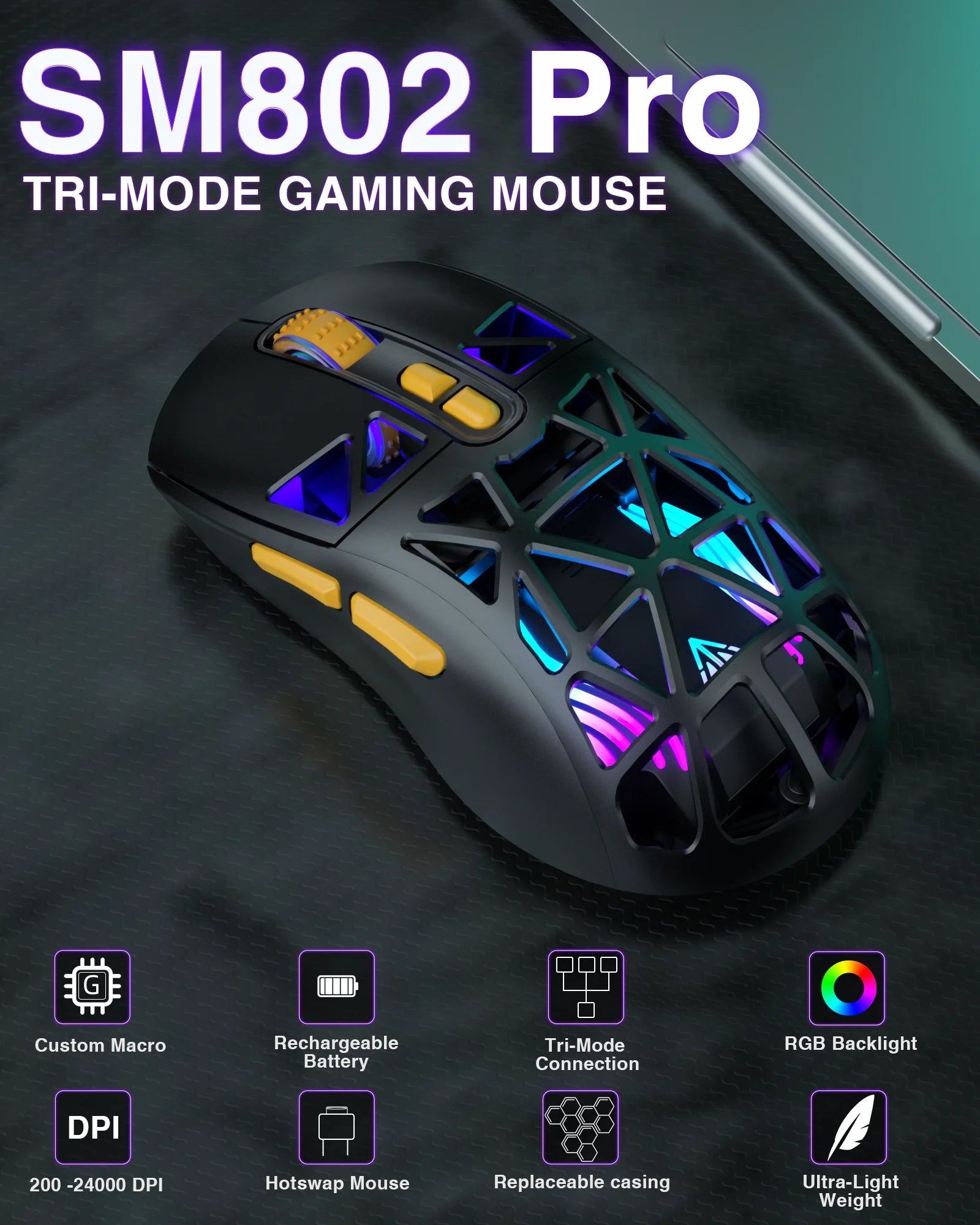 solakak-sm802-tri-modes-gaming-mouse-replaceable-shell-macros-6-adjustable-dpi-600mah-rgb-lightweight
