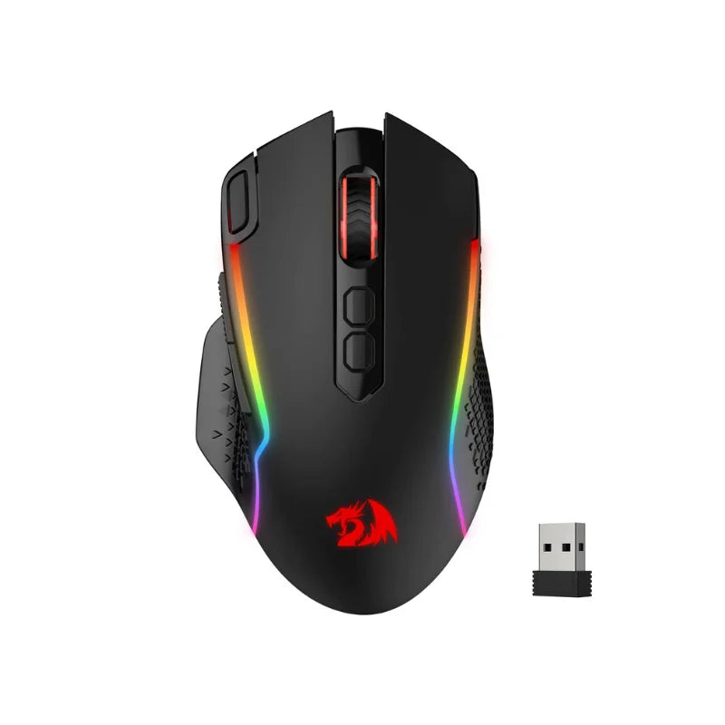 Redragon M810 Pro Wireless Gaming Mouse 10000 DPI Wired Gamer Mouse w/ Rapid Fire Key 8 Macro Buttons Black/White Mouse