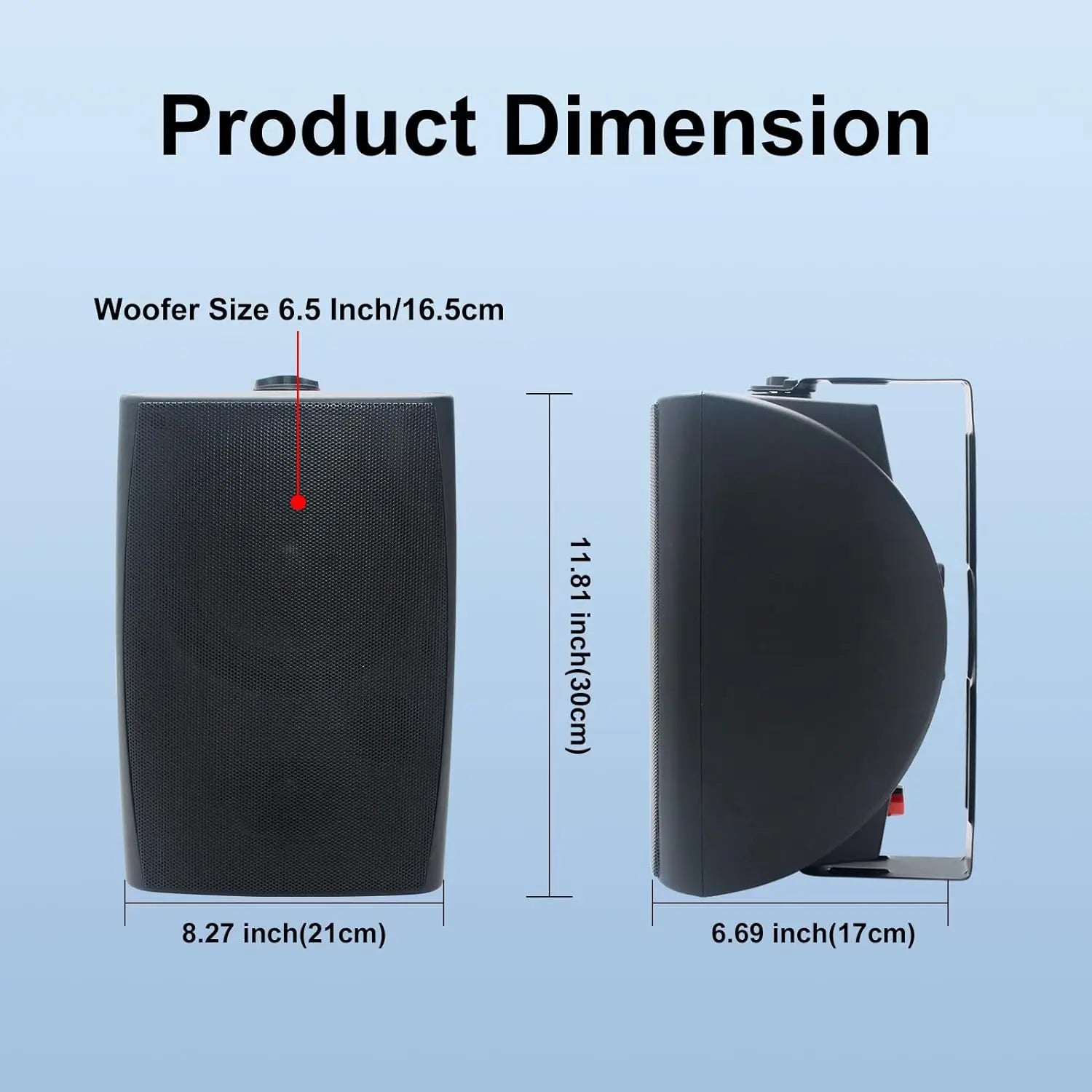 Herdio 6.5’’ 400W Passive Outdoor Speakers Wired Waterproof 2 Way Wall Mounted Speakers With Powerful Bass For Indoor