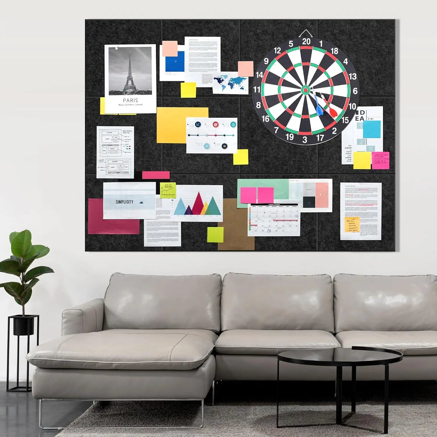 6-12PCS Large Cork Board Alternative Felt Wall Tiles Self-Adhesive Wall Panels Bulletin Board Pin Board for Office