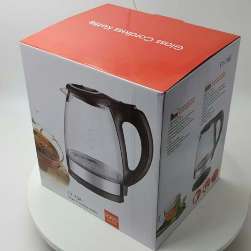 Electric Kettle with Stainless Steel Filter and Inner Lid 1200W Wide Opening 1.7L Glass Tea Kettle & Hot Water Boiler