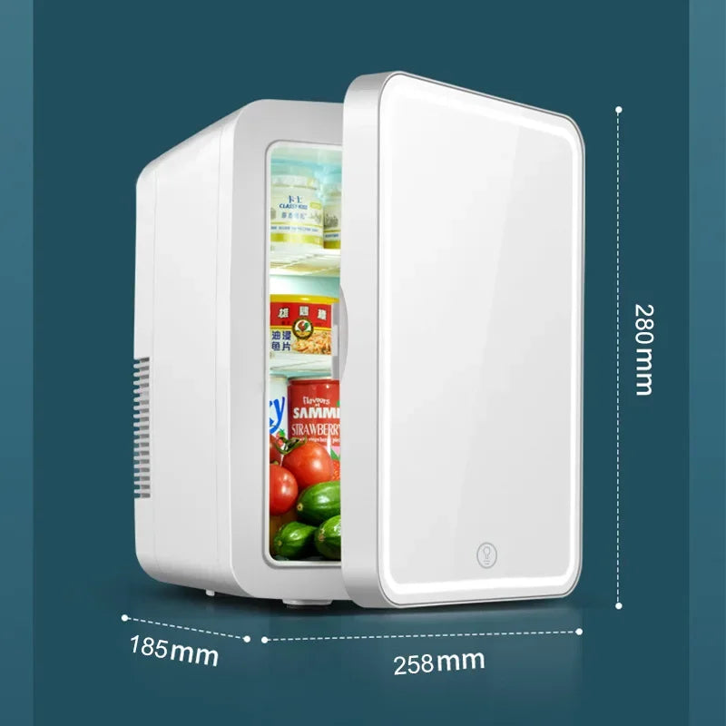 8L Mini Beauty Cosmetics Storage Refrigerator Mirror Car And Household Dormitory Office Fruit Beverage Breast Milk Cold