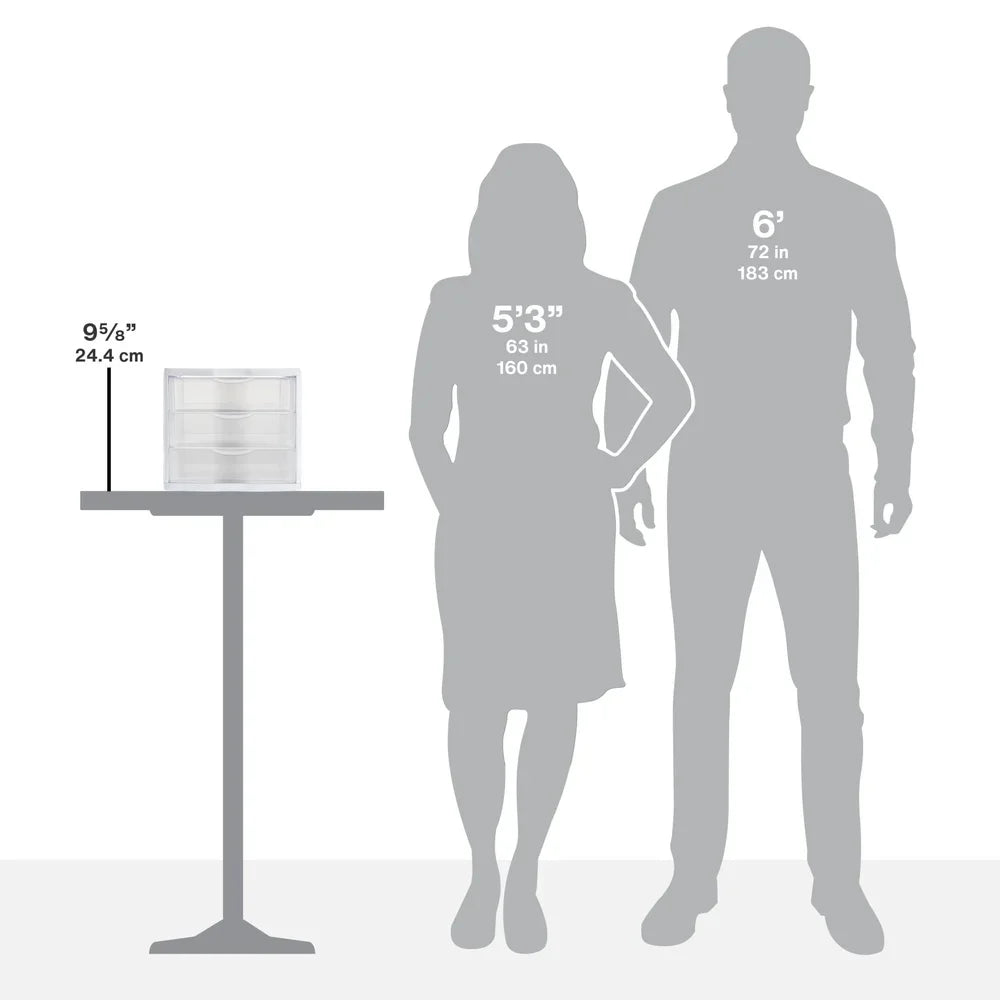 3 Drawer Clear Plastic Desktop Storage Organizer Stackable Countertop Drawer Crafts Office Supplies Jewelry Home Office