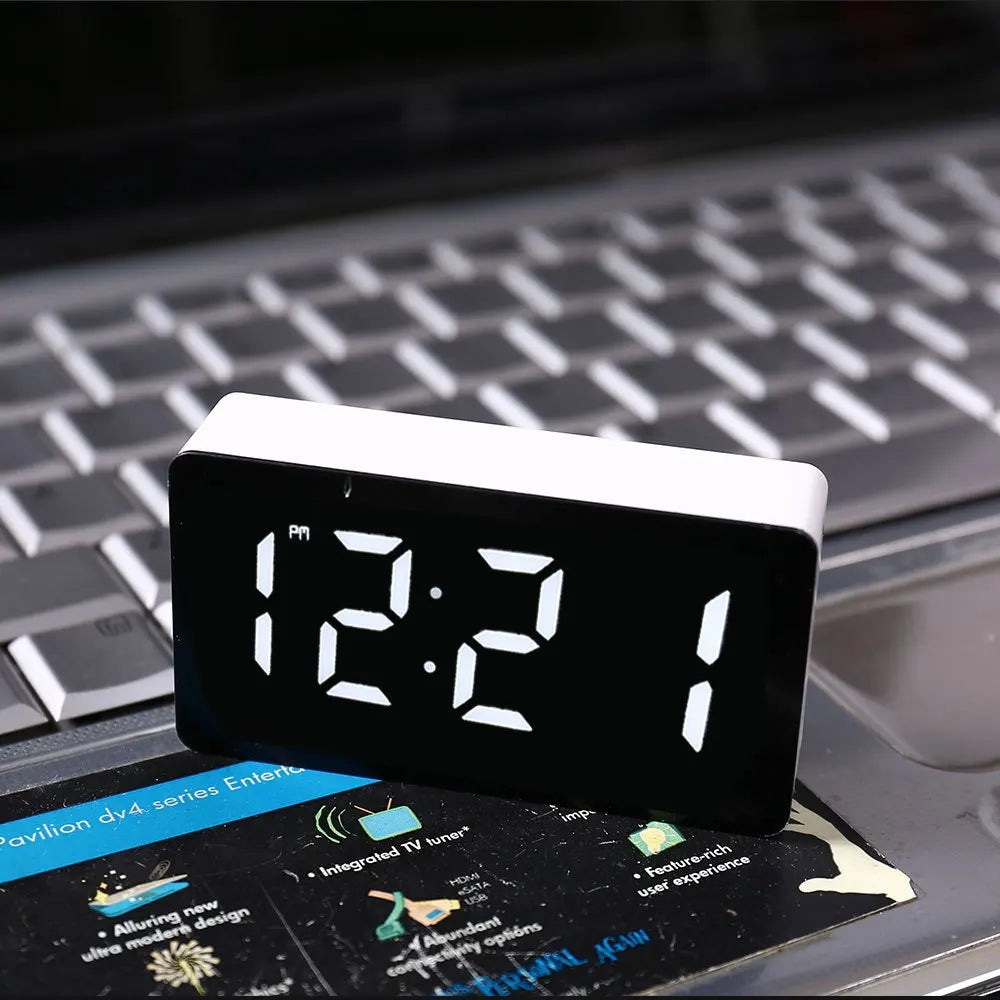 Mini LED Electronic Clock Mirror Watch Smart Small Alarm Clock Desk Digital Mini Table Clock for Bedroom Decoration