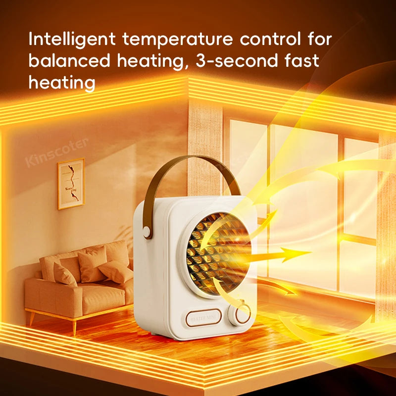 KINSCOTER Electric Heater Indoor Portable Mini Space Heater 1000W Fast Heating Fan Office Home PTC Energy Saving