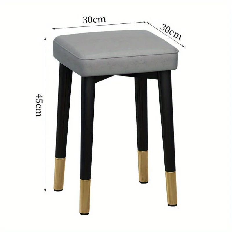 Modern Cushioned Stool for Dining Room Living Room Bedroom and Office | with Golden Foot Cover Criss-cross Construction
