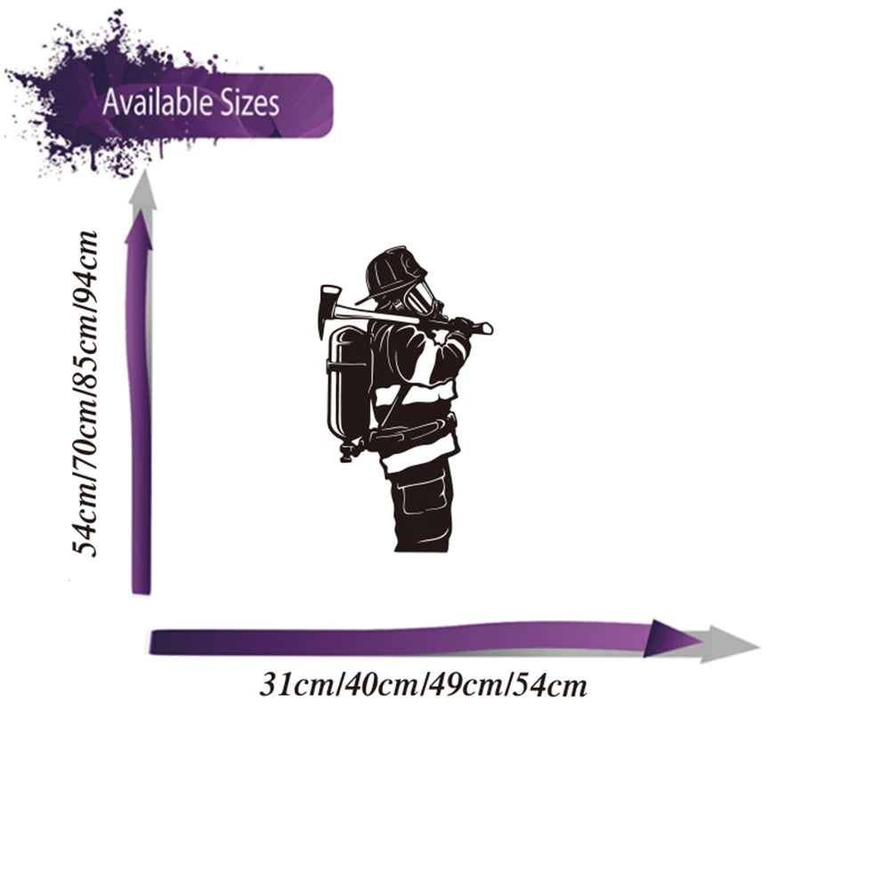 Large Firefighter Fireman Wall Sticker Decal Office Kids Room Firefighter Fire Guard Bedroom Bathroom Home Decor