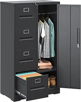 4 Drawer File Cabinet with Lock and 1 Door Metal Vertical Filing Cabinets for Home Office Steel Storage Cabinet