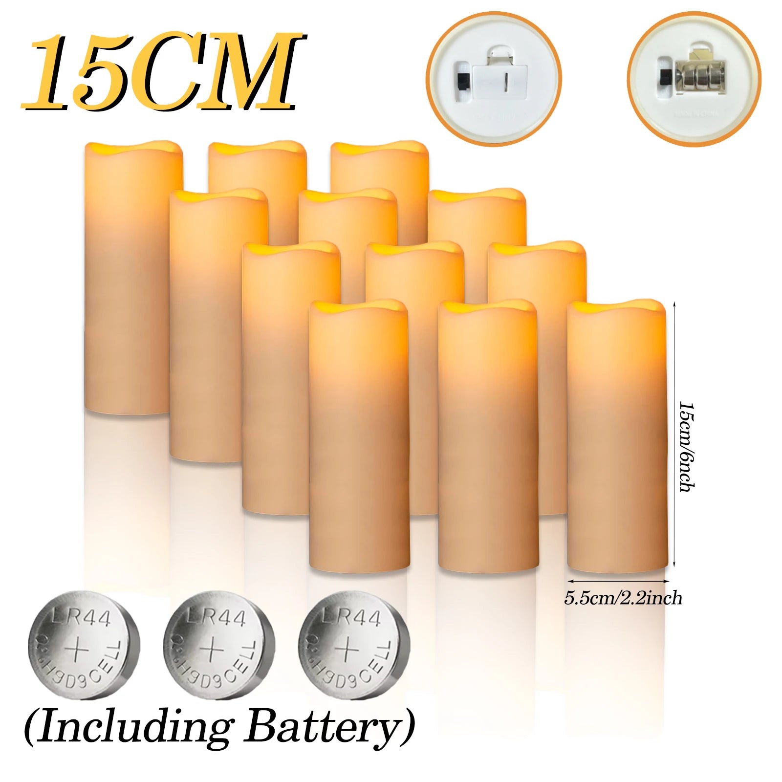 180-9Pcs Artificial Candles LED Flameless Candles for Wedding Led Candle Pillar Candles Flickering Candle