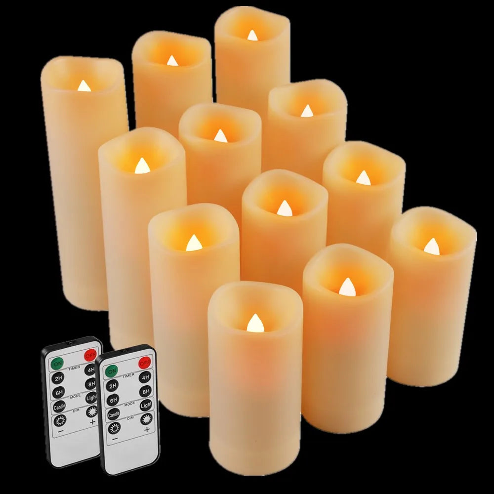 24/48Pc Waterproof Flameless LED Electronic Candles 4’’ 5’’ 6’’ 7’’ LED Tealight with 10-Key Remote 2/4/6/8Hour Cycling