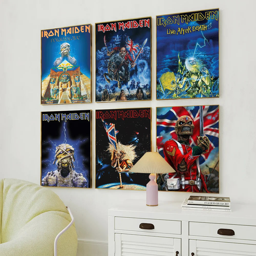 Band I-Iron M-Maiden Poster Self Adhesive Painting Living Room Office Decoration Bedroom Home Wall Sticker Prints