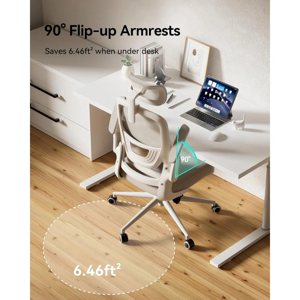 P1 Ergonomic Office Chair with 2D Lumbar Support & Adjustable Headrest - Heavy Duty 300lbs Capacity 102° Reclining