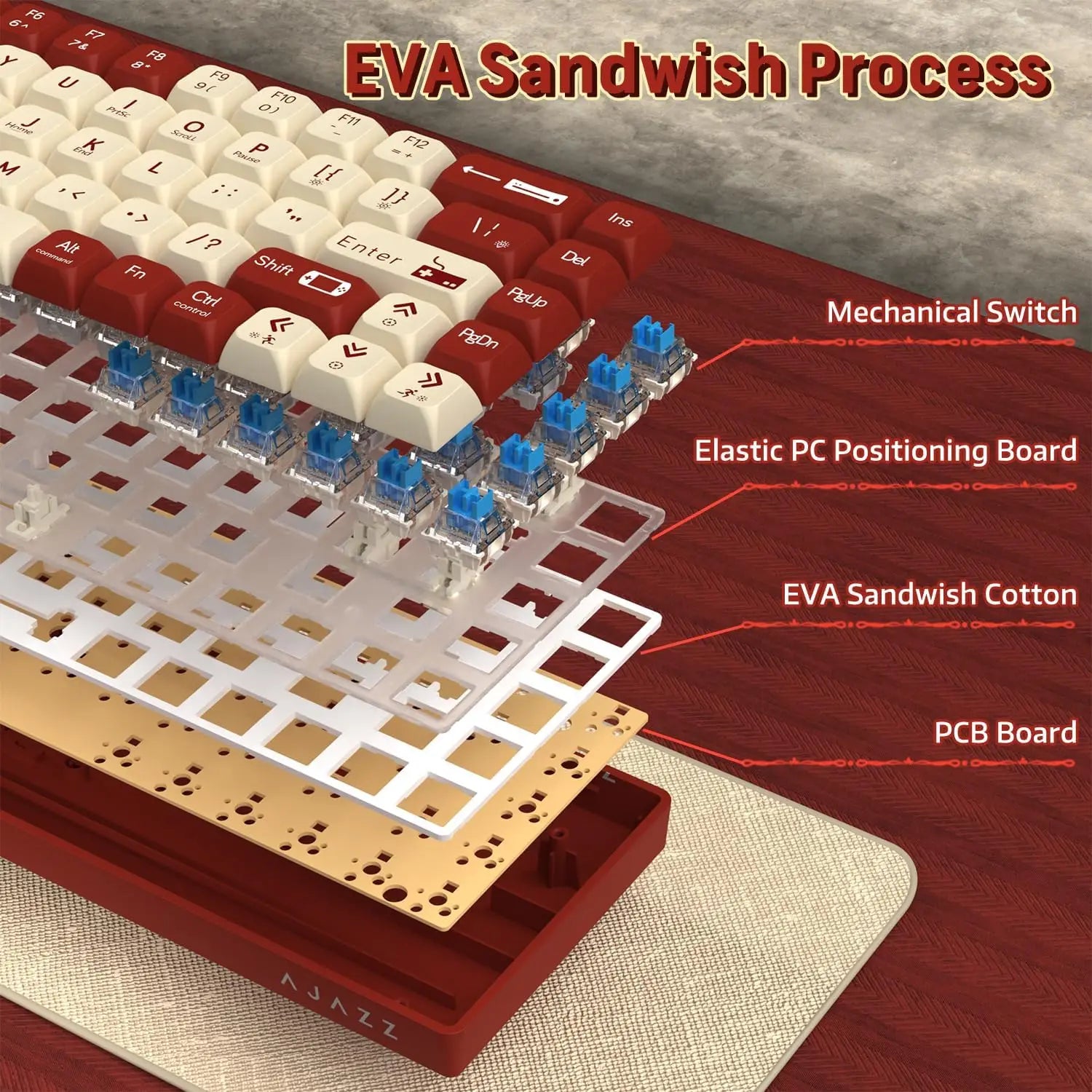 MAMBASNAKE x ATTACK SHARK AK680 65% Wired Mechanical Gaming Keyboard,Hot-Swappable,RGB Rainbow Backlit - Desktop