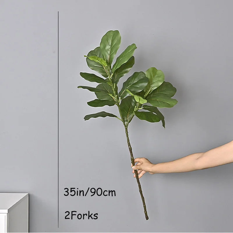 23-41in Artificial Ficus Tree Fake Plants Tropical Plastic Palm Tree Real Touch Banyan Leafs Home Shop Office Garden