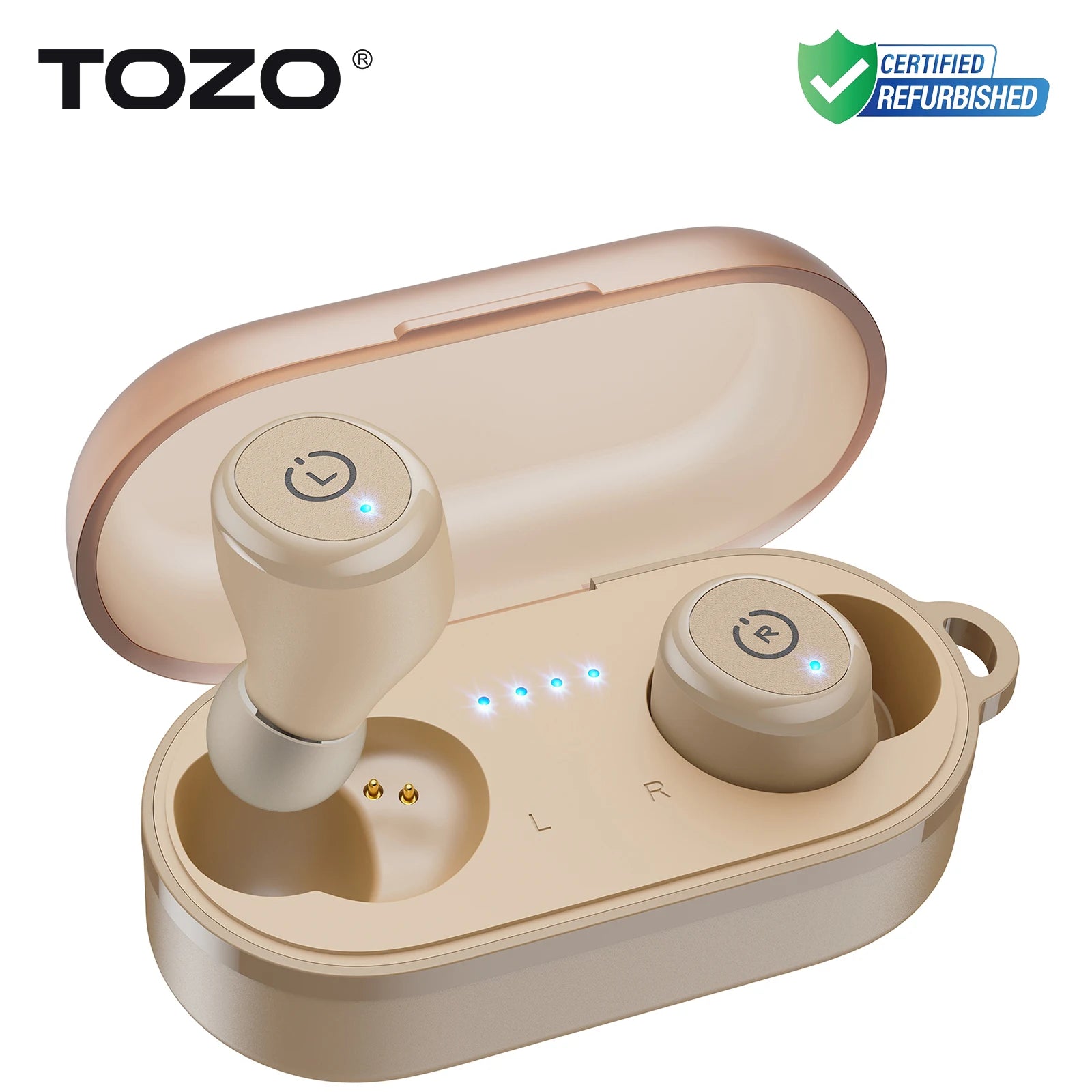 Refurbished TOZO Ergonomic Headsets TWS Earbuds AI Via APP Wireless Touch Control IPX8 HiFi Sound Stereo for IOS