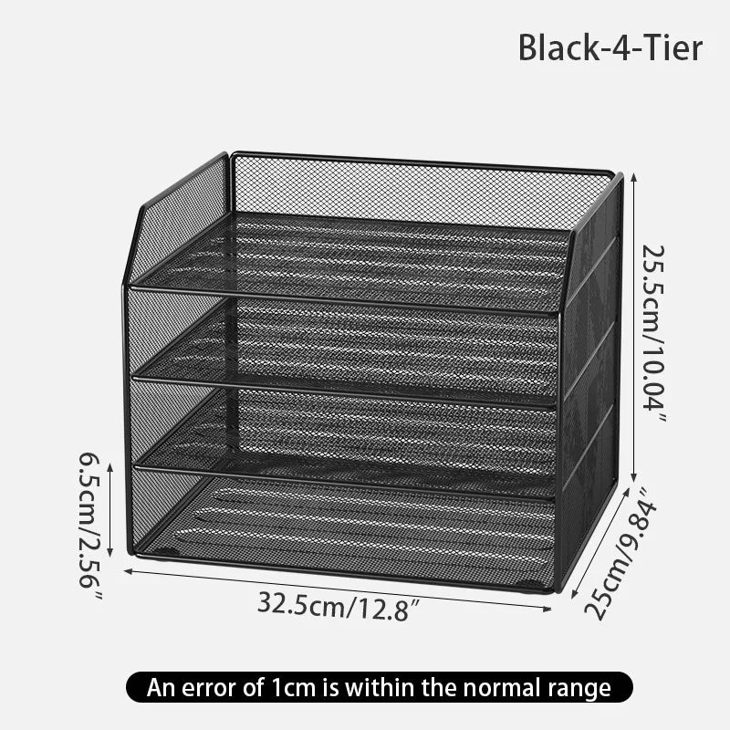 Metal file rack desktop file storage box integrated multi-layer document rack office desk bookshelf book stand