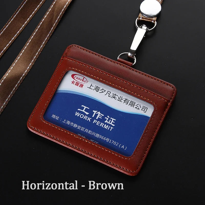 NEW ID Holders Bank Credit Card Holder Unisex Genuine Leather Card Case Business Working Id Badge Name Tag Covers